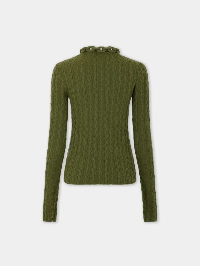 Khakifarvet sweater i uld