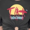 Kort T-shirt i bomuld med print