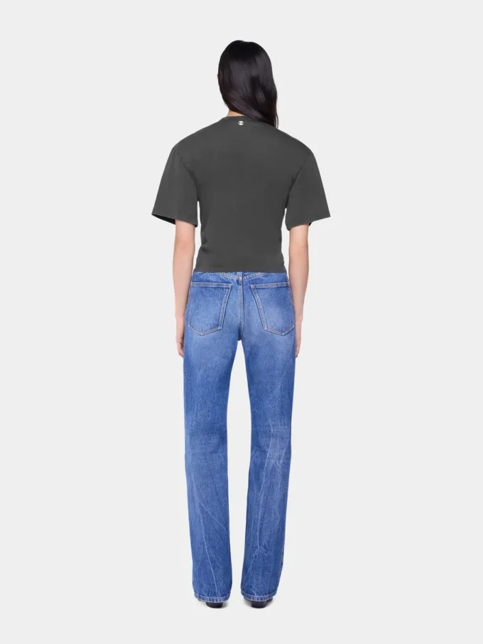 Kort T-shirt i bomuld med print