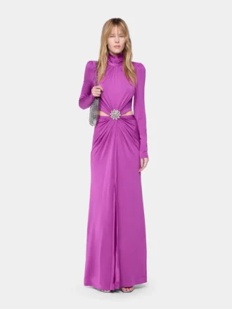 Lang kjole i jersey i fuchsia
