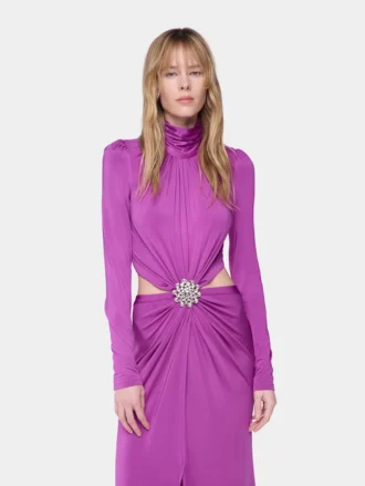 Lang kjole i jersey i fuchsia