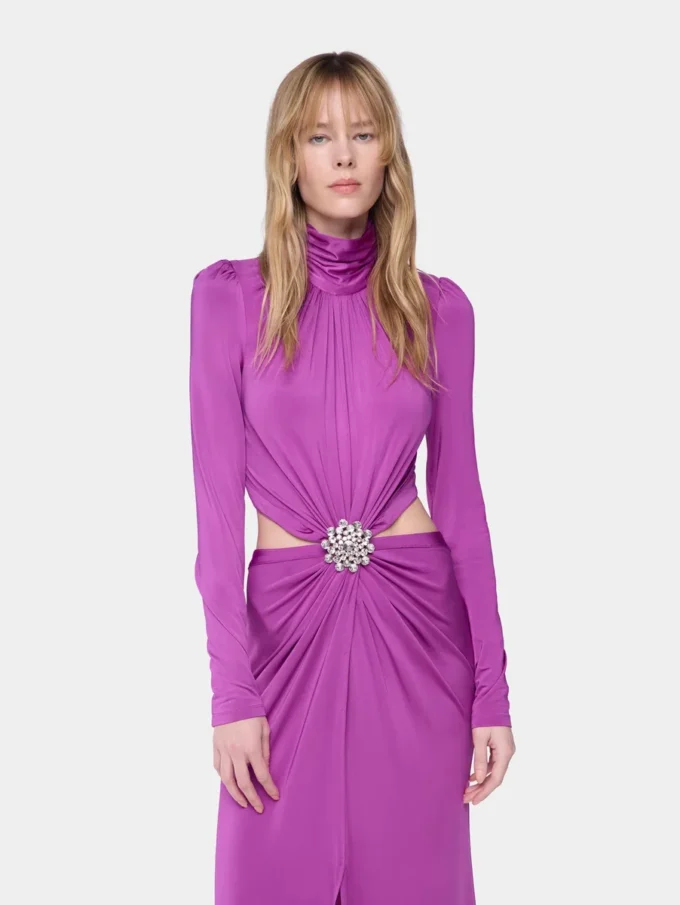Lang kjole i jersey i fuchsia