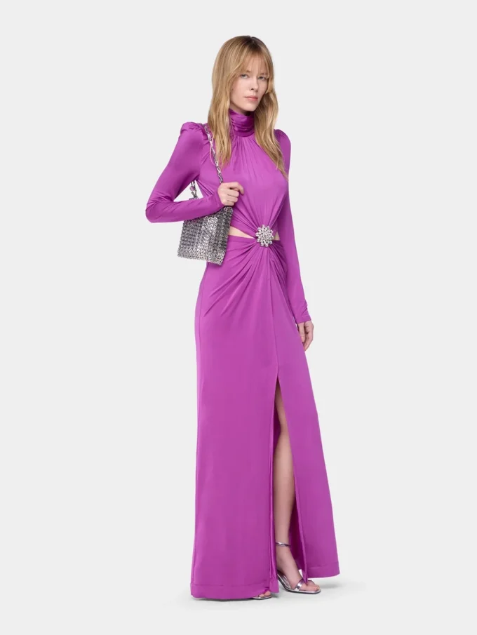 Lang kjole i jersey i fuchsia