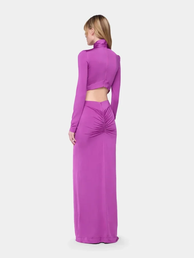 Lang kjole i jersey i fuchsia