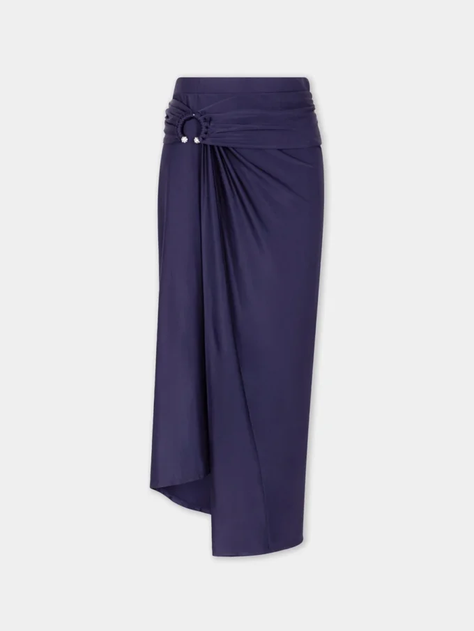 Midi-jersey nederdel med piercing