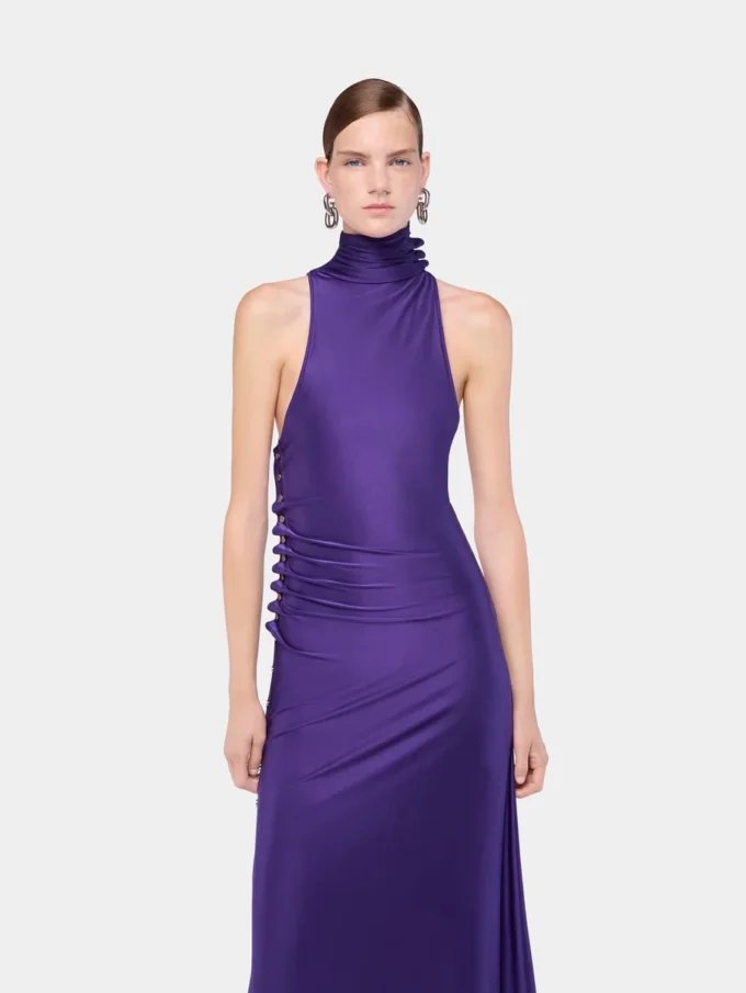 Midi-kjole i draperet jersey