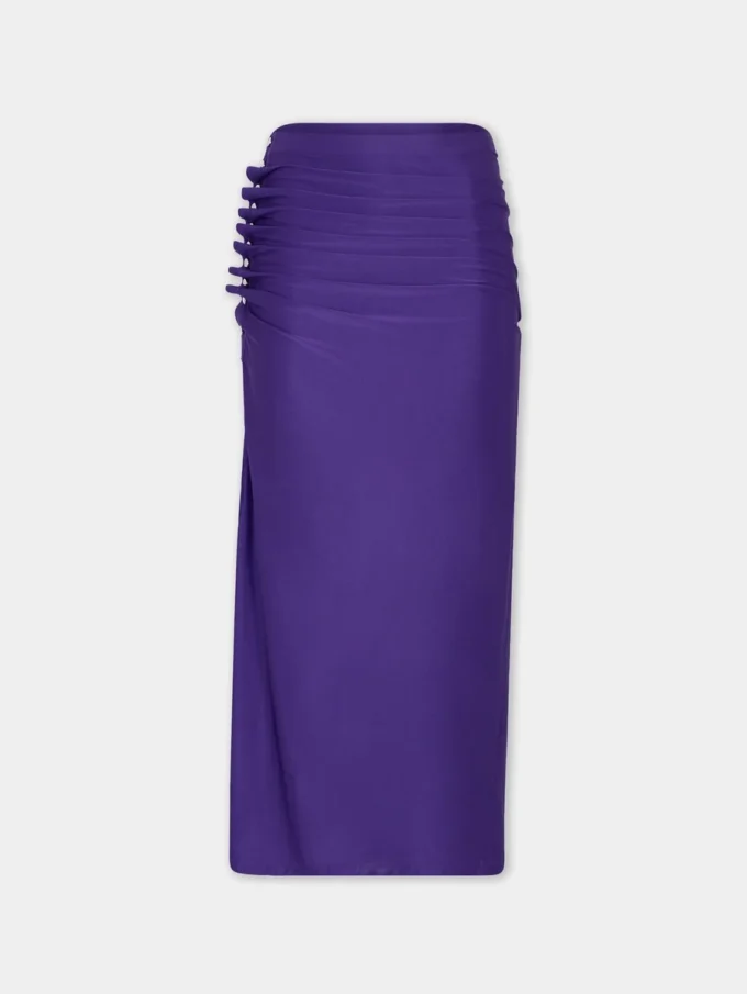Midi-lang draperet jersey nederdel
