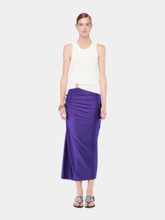 Midi-lang draperet jersey nederdel