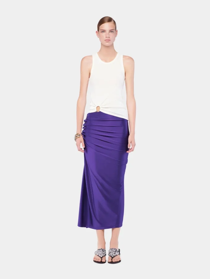 Midi-lang draperet jersey nederdel