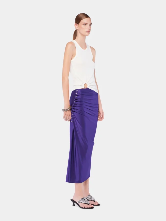 Midi-lang draperet jersey nederdel
