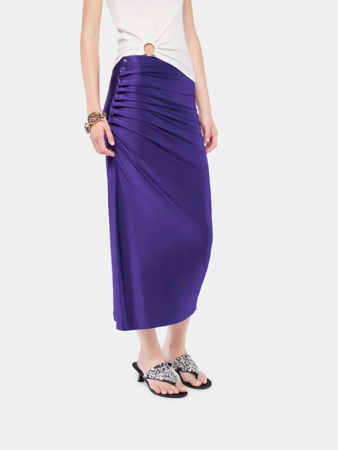 Midi-lang draperet jersey nederdel