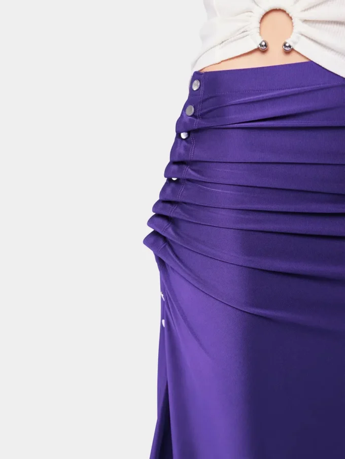 Midi-lang draperet jersey nederdel