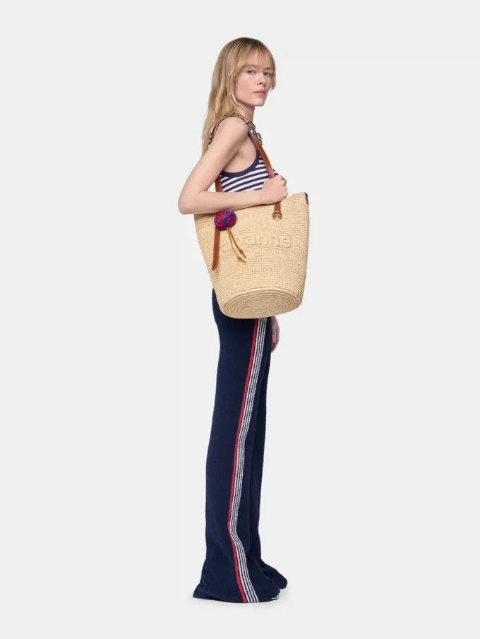 Naturlig raffia-taske med charms