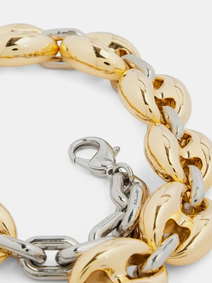 Otte chunky guld/sølv halskæde