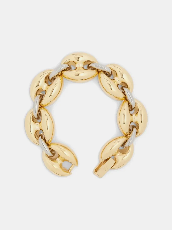 Otte tykke tofarvede armbånd