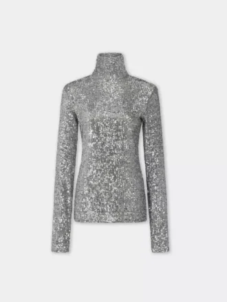 Rullekravebluse i pailletter