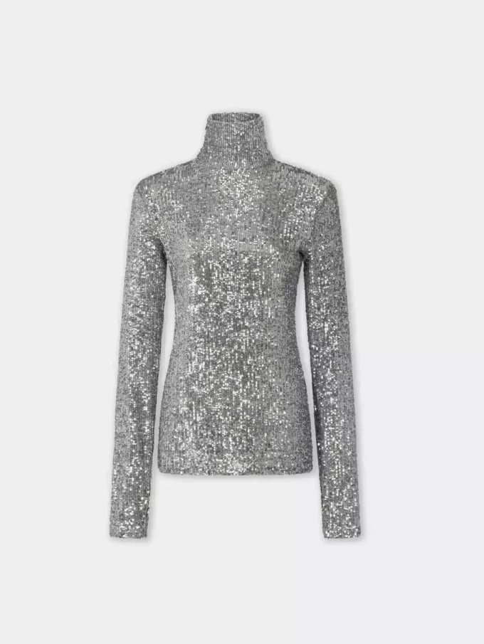 Rullekravebluse i pailletter