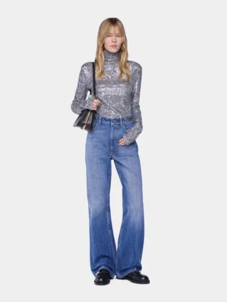 Rullekravebluse i pailletter