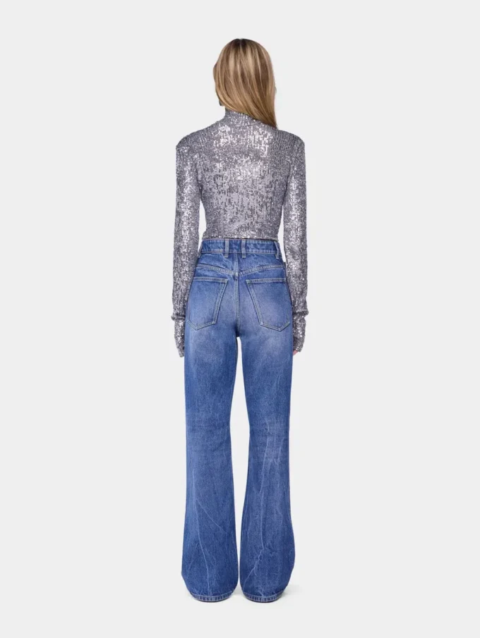 Rullekravebluse i pailletter