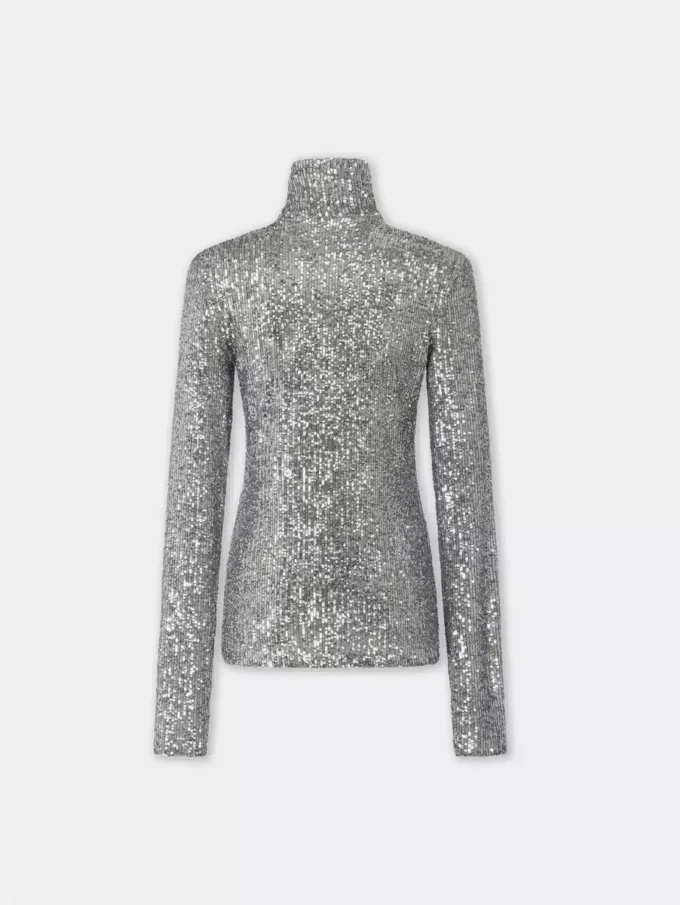 Rullekravebluse i pailletter