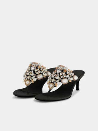 Sandaler med lav hæl og strass