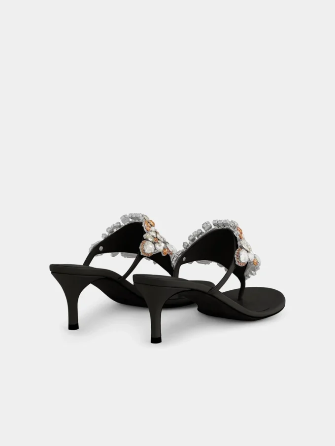 Sandaler med lav hæl og strass