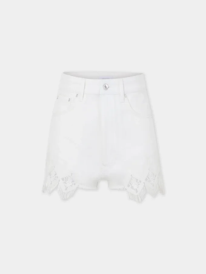 Shorts i denim med broderede detaljer