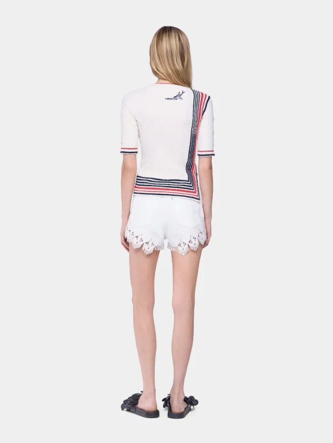 Shorts i denim med broderede detaljer