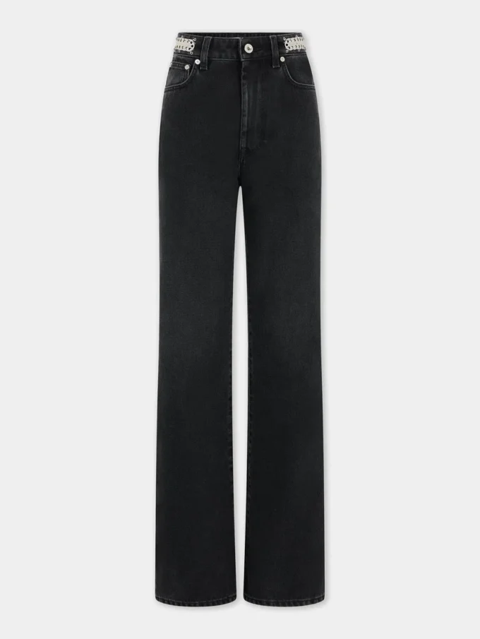 Signatur-jeans i sort med 1969-skiver