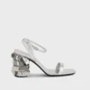 Sølvfarvede sandaler med Sparkle-hæl