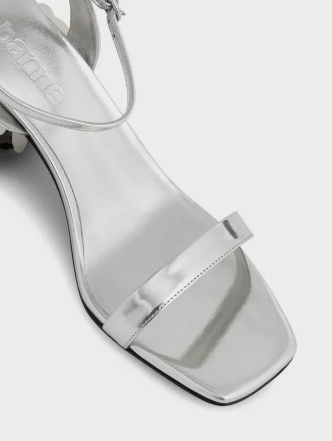 Sølvfarvede sandaler med Sparkle-hæl