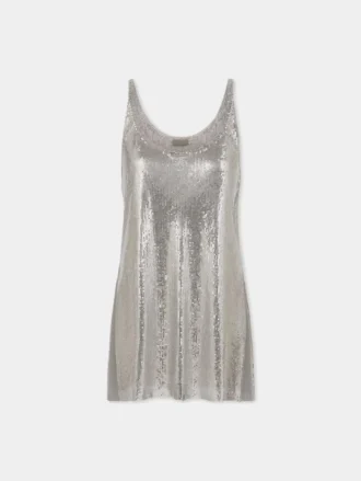 Sølvfarvet tanktop i mesh