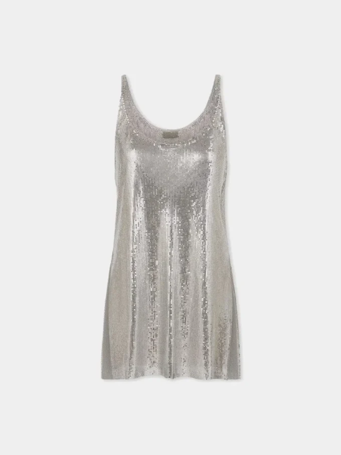 Sølvfarvet tanktop i mesh