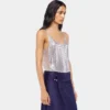 Sølvfarvet tanktop i mesh