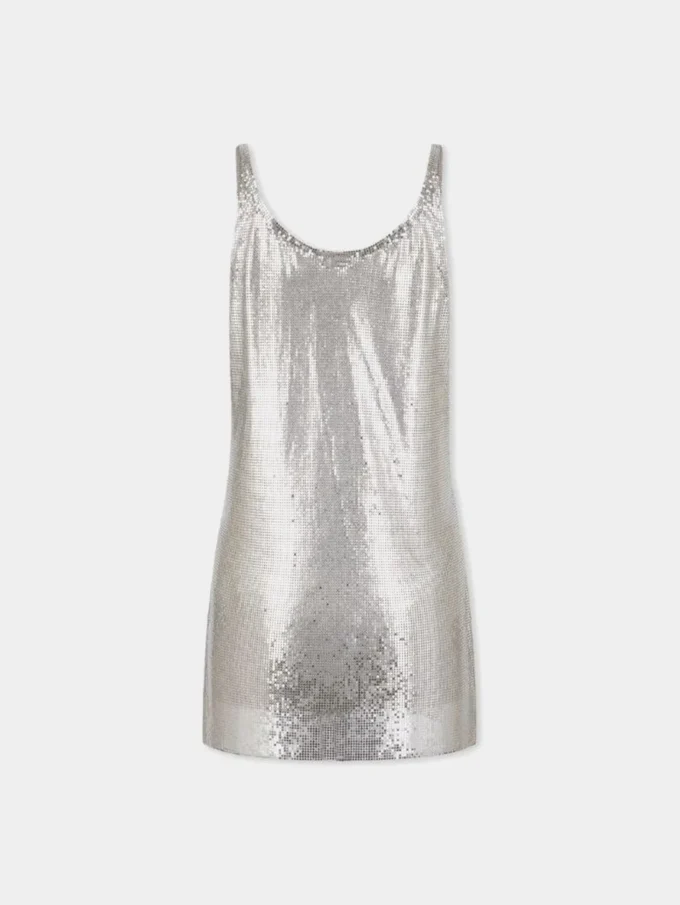 Sølvfarvet tanktop i mesh