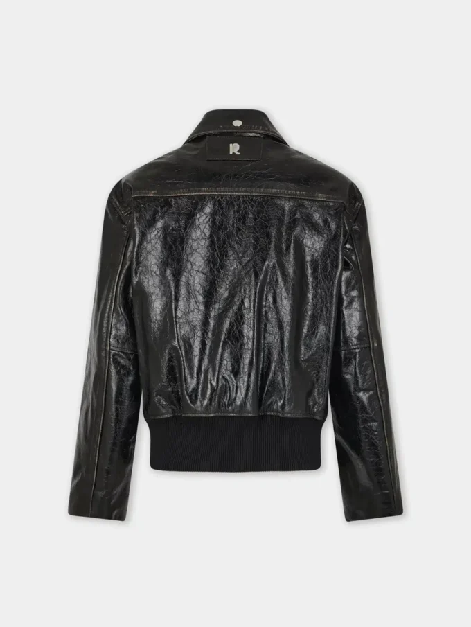 Sort aviator-blousonjakke i læder