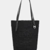 Sort raffia-tote bag med logo