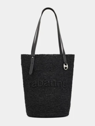 Sort raffia-tote bag med logo