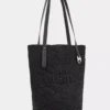Sort raffia-tote bag med logo