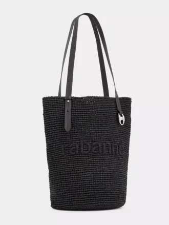Sort raffia-tote bag med logo