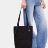 Sort raffia-tote bag med logo
