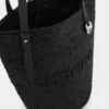 Sort raffia-tote bag med logo