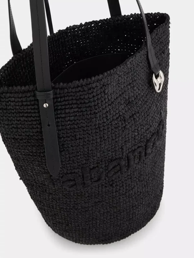 Sort raffia-tote bag med logo