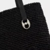Sort raffia-tote bag med logo