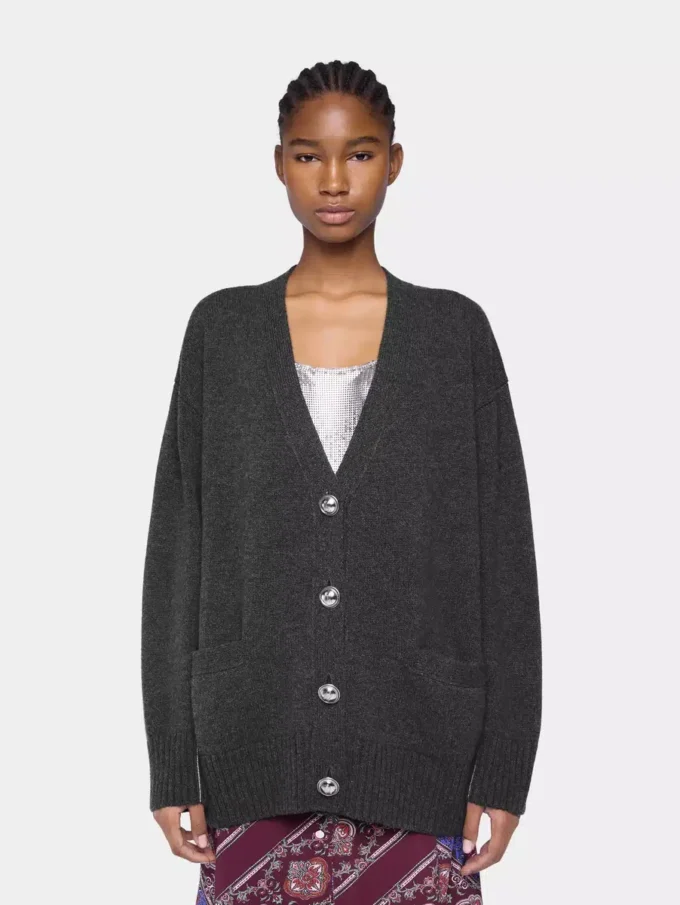 Strikket cardigan i uld og kashmir