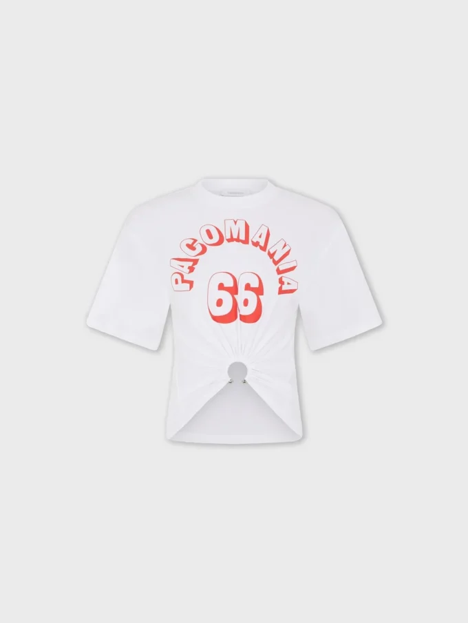 T-shirt i bomuld med print og piercing