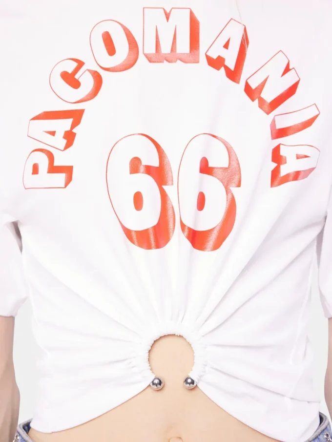 T-shirt i bomuld med print og piercing
