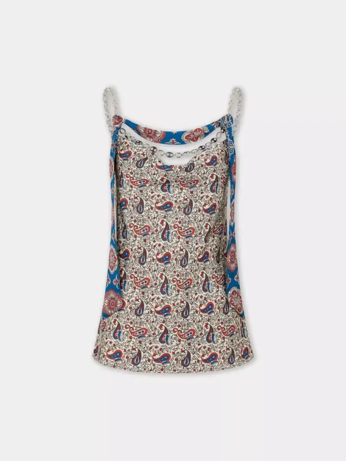 Tanktop i printet satin