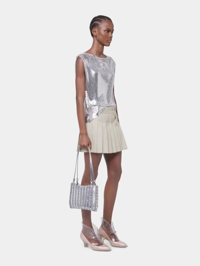 Top i sølvfarvet mini-mesh Top i sølvfarvet mini-mesh