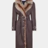 Trenchcoat med imiteret pelskant